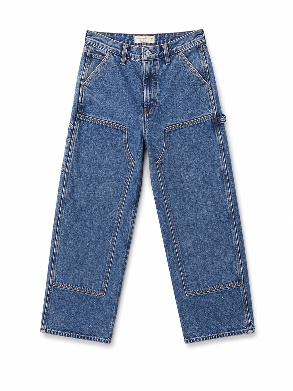 Abercrombie & Fitch Women's Blue Wide-Leg Carpenter Jeans